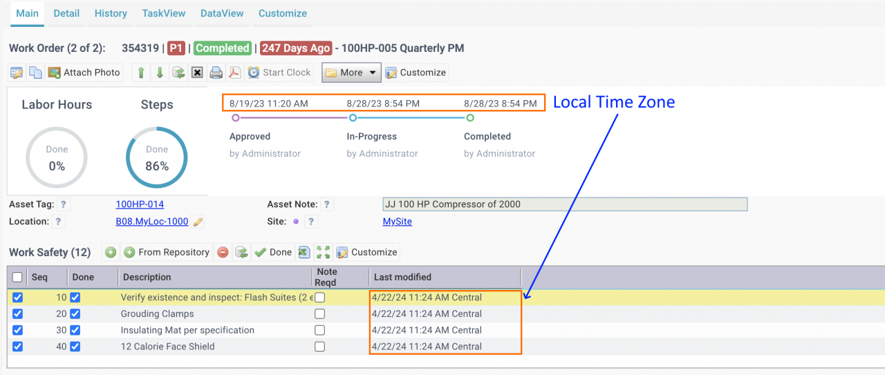 A Note of Time Zones in Calem