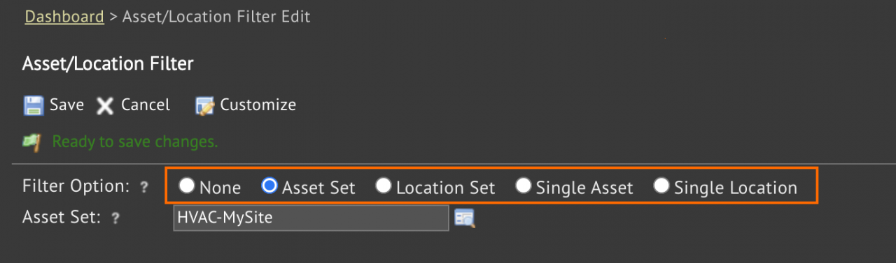 A Summary of Filtering Asset KPIs