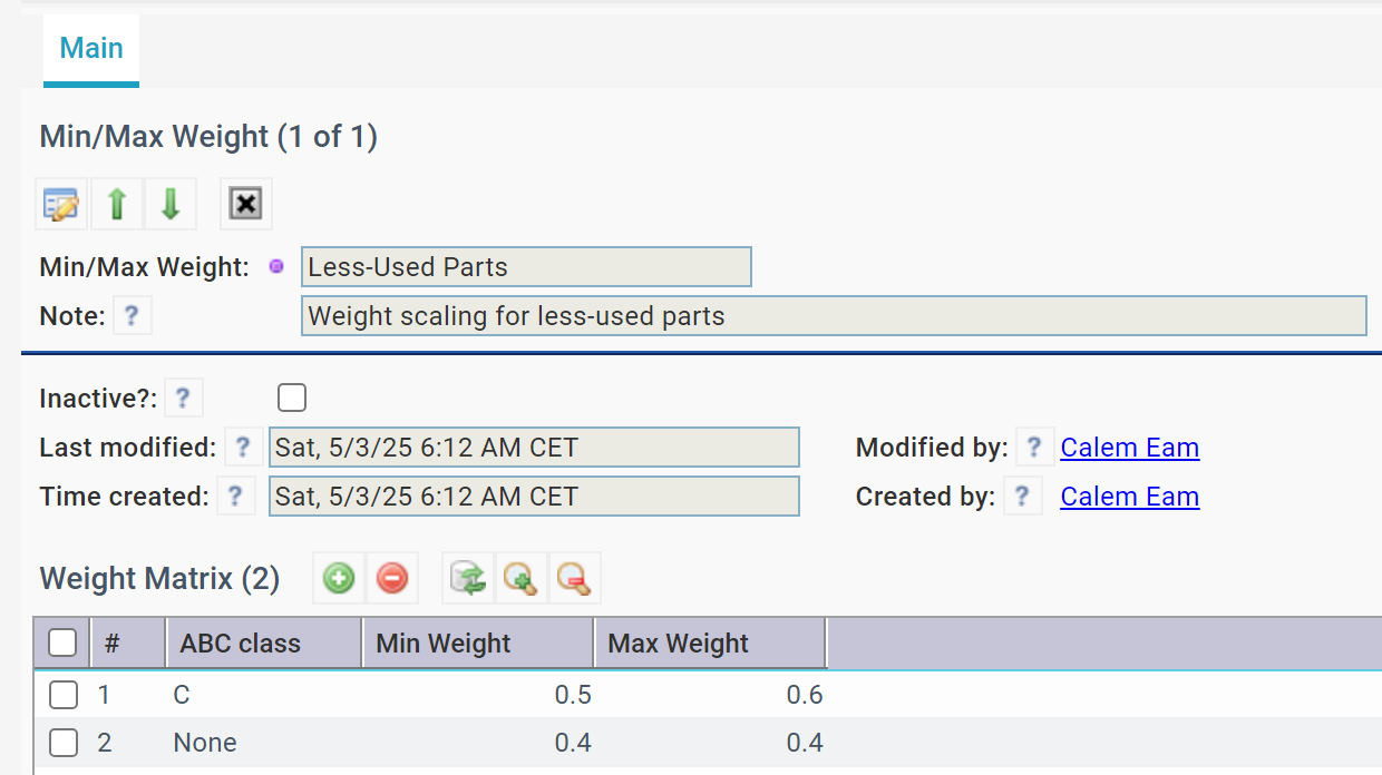Weight Scaling for Auto Min/Max Processes
