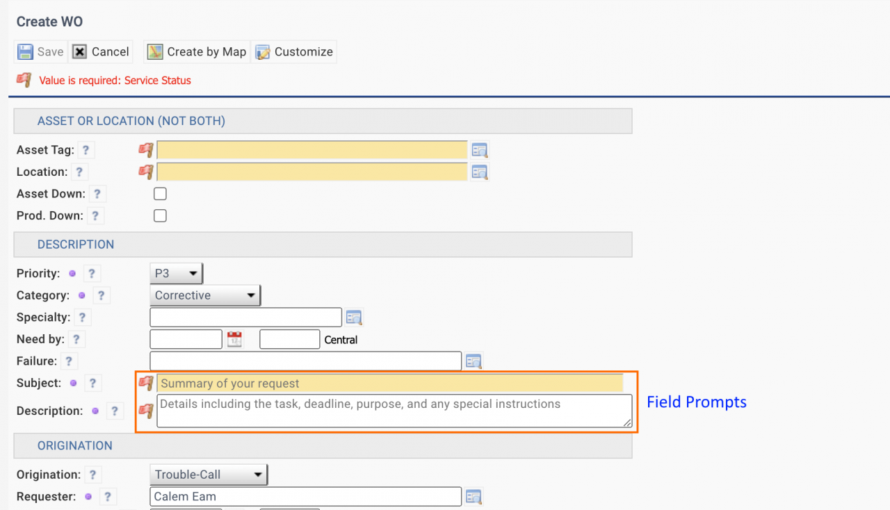 Field Prompts and Customization