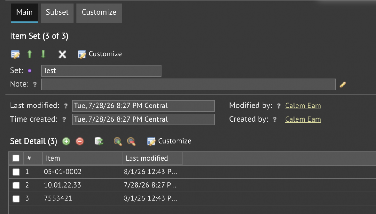 Introducing Item Sets in Calem